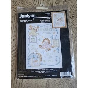 Janlynn Baby Sleepy Bunnies Birth Announcement Counted Cross Stitch Kit - NEW